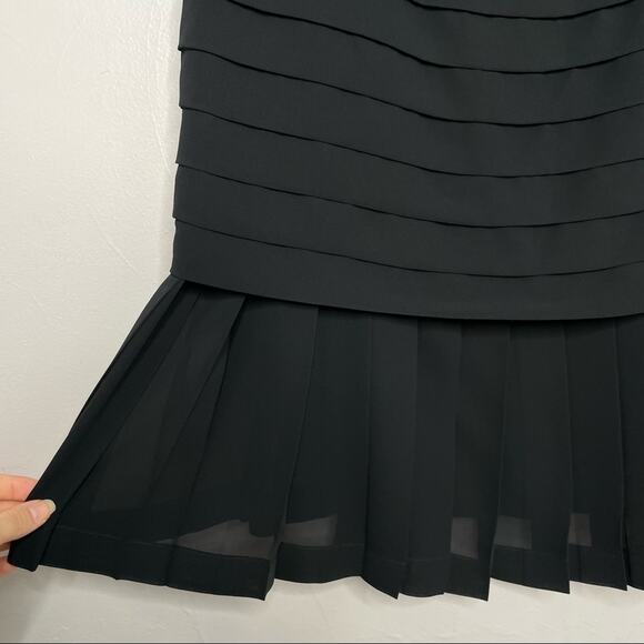 LOUIS FERAUD Vintage Dress Womens Size 12 Black Ruffle Ribbon Bow Pleated German - Picture 4 of 10